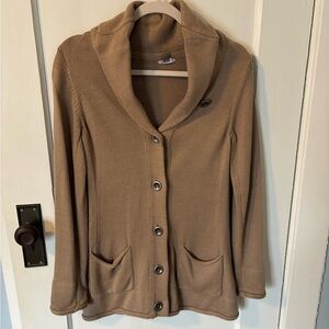 J. Jill Shawl Collar Button-Front Cardigan in Camel Brown